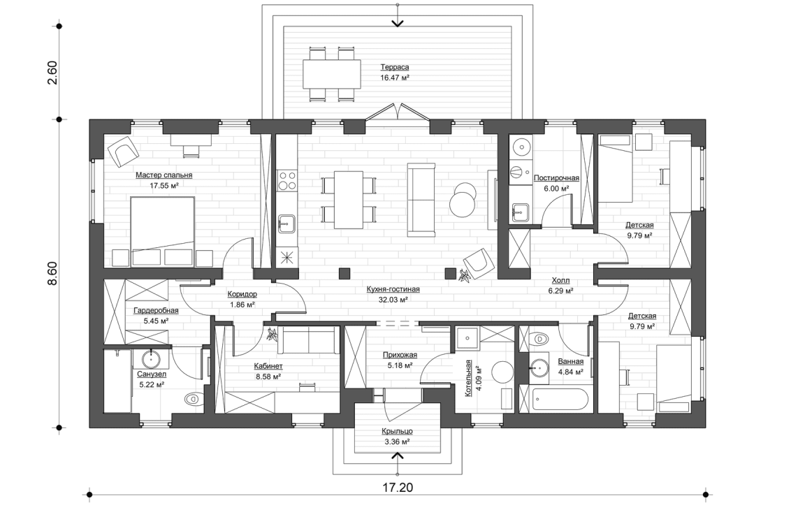 Планировочное решение 120 м²