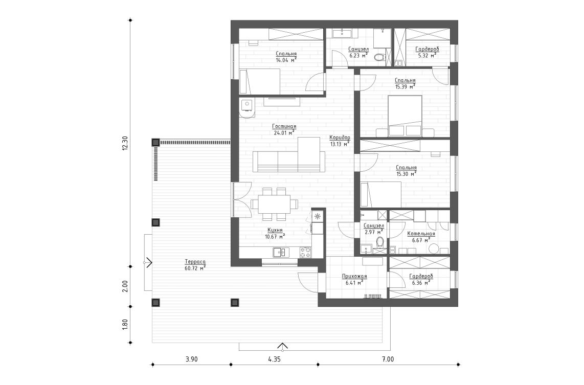 Планировочное решение 127 м²