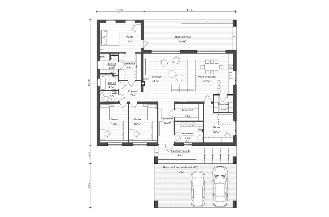 Клиентское решение 2 - 192 м² 