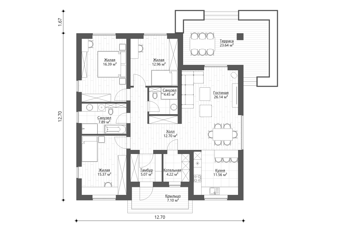 Планировочное решение 120 м²