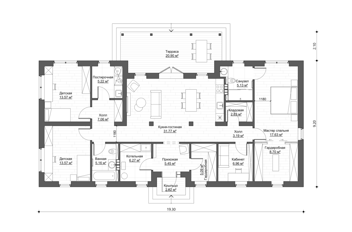 Зеркальное решение 140 м²